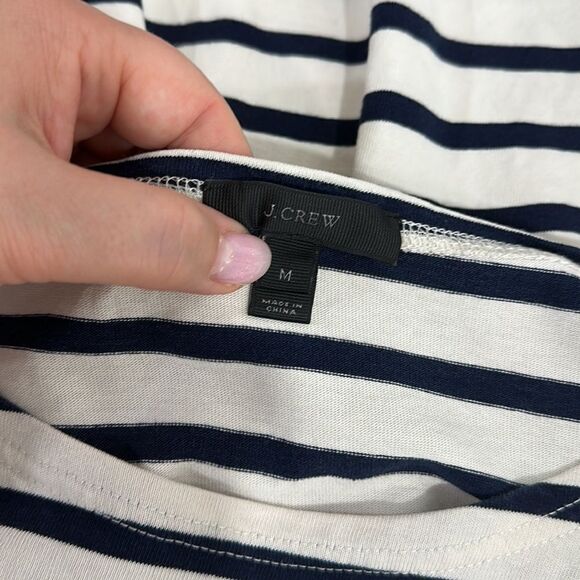 J. Crew Cotton Embroidered Lips Striped Long Sleeve Tee Top Size M - Picture 5 of 9